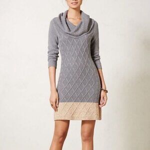Sparrow Womens Anthropologie Cable Knit Cowl Neck Tunic Sweater Dress Small